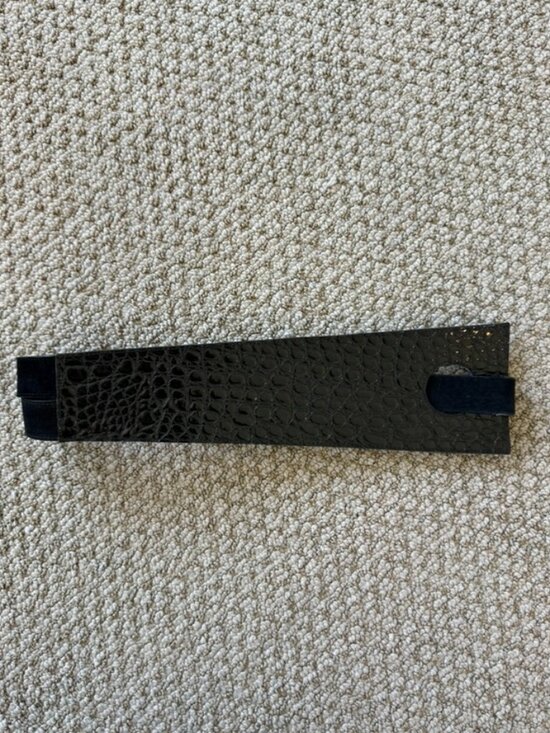 Vintage Berghoff Asymmetric Italian Leather Belt - Black Size 28 main image 5
